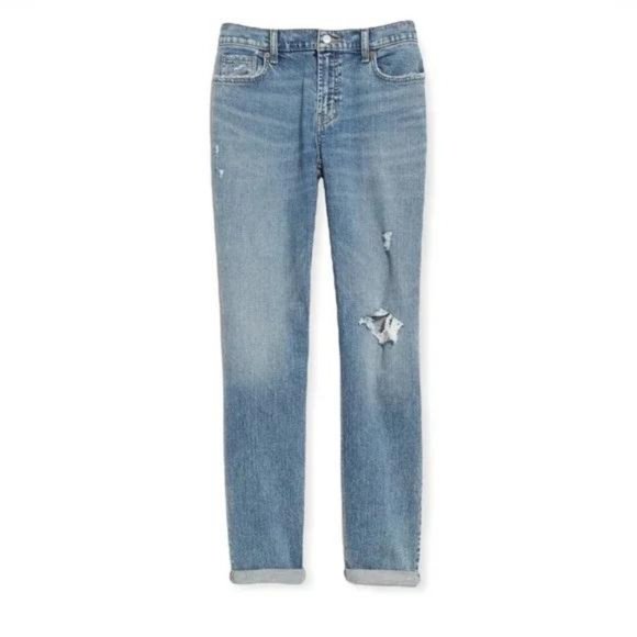 Old Navy Mid-Rise Boyfriend Straight Ripped Jeans for Women - Picture 6 of 8